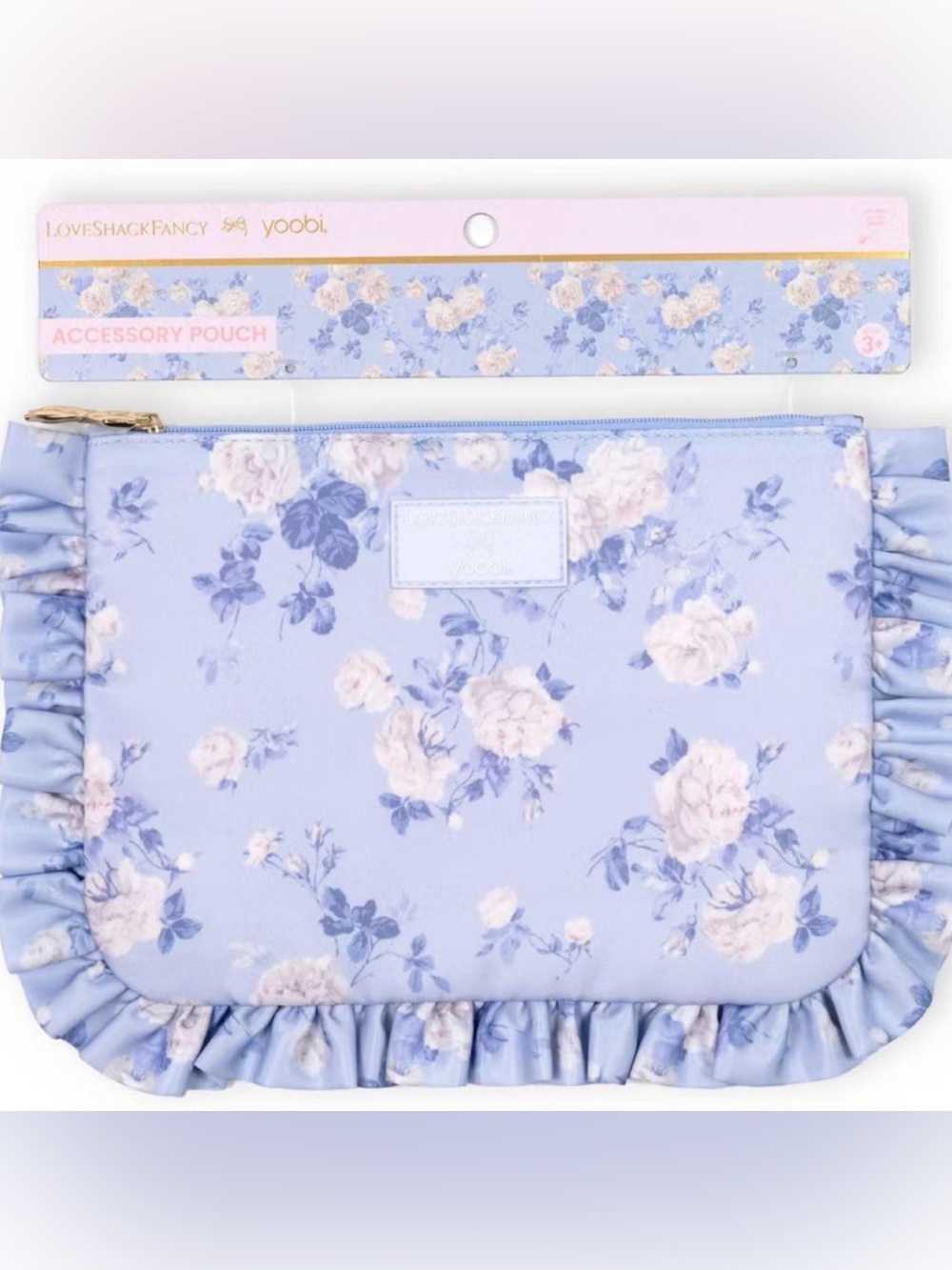 Yoobi Lavender Floral Ruffle Accessory Pouch